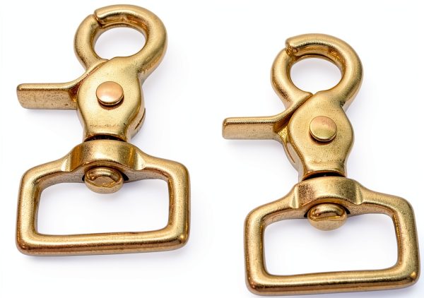 Hill Saddlery 1in Solid Brass Gold Scissor Swivel Trigger Snap 2 Pack-0