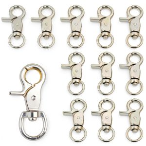 Allazone 12 PCS Trigger Snap Hooks, Lobster Clasp 360 Degree Swivel Spring Buckle Metal Swivel Clips for Pet Cages Chains Keychains Swivel Clip Hooks Lanyard Snap Hook Purse Clip-0