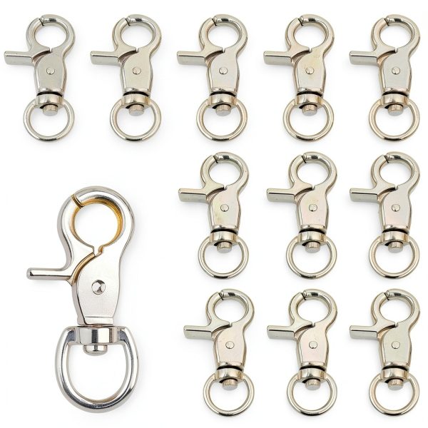 Allazone 12 PCS Trigger Snap Hooks, Lobster Clasp 360 Degree Swivel Spring Buckle Metal Swivel Clips for Pet Cages Chains Keychains Swivel Clip Hooks Lanyard Snap Hook Purse Clip-0